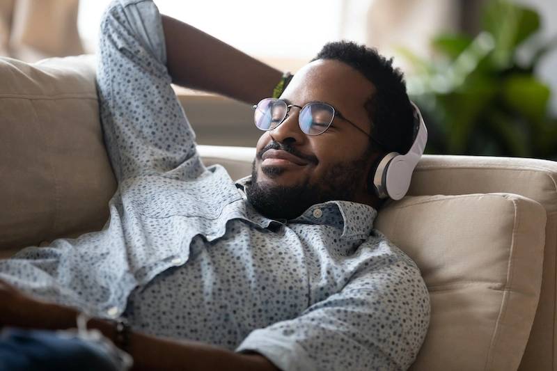 Man listening to audiobooks